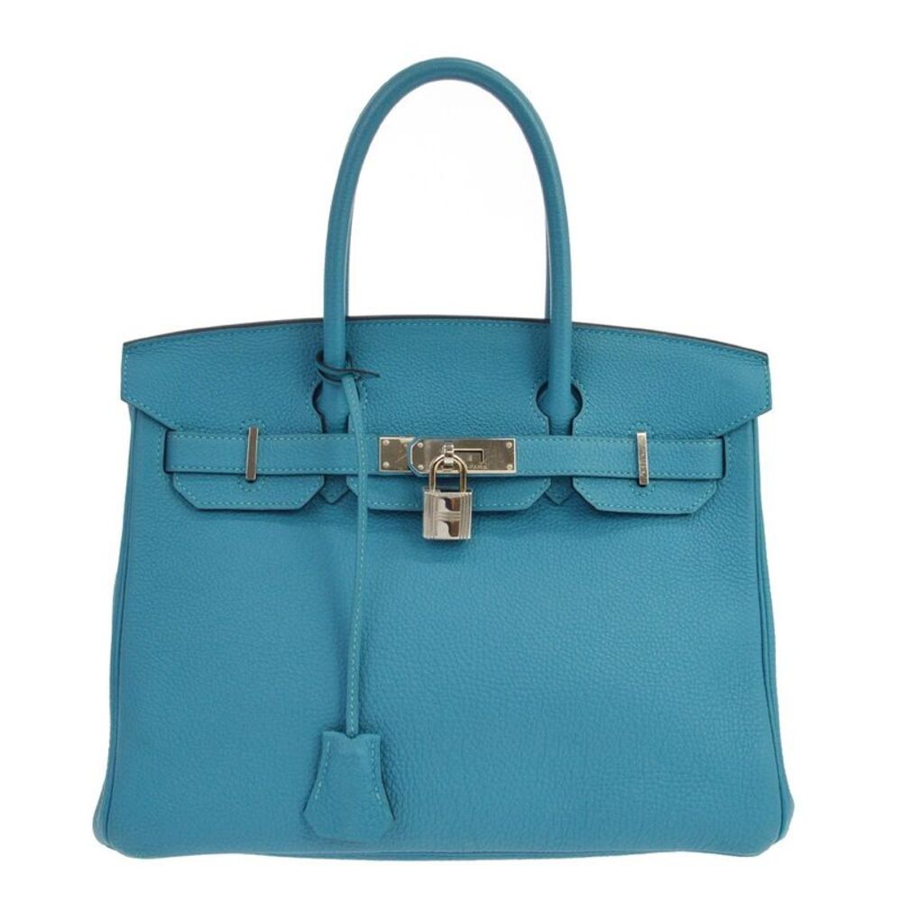 Hermes Birkin Blue Togo With Palladium Hardware Blue Leather Handbag